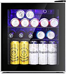 Antarctic Star Mini Fridge Cooler - 60 Can Beverage Refrigerator Glass Door for Beer Soda or Wine – Glass Door Small Drink Dispenser Machine Clear Front Removable for Home, Office or Bar, 1.6cu.ft