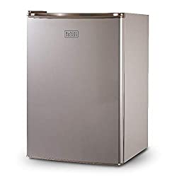 BLACK+DECKER BCRK25V Compact Refrigerator Energy Star Single Door Mini Fridge with Freezer, 2.5 Cubic Feet, VCM, Brushed Metal Finish