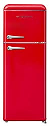 FRIGIDAIRE EFR756-RED EFR756, 2 Door Apartment Size RETRO Refrigerator with Top Freezer, Chrome Handles, 7.5 cu ft, Red