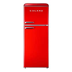 Galanz GLR10TRDEFR True Top Freezer Retro Refrigerator Frost Free, Dual Door Fridge, Adjustable Electrical Thermostat Control, Red, 10.0 Cu Ft